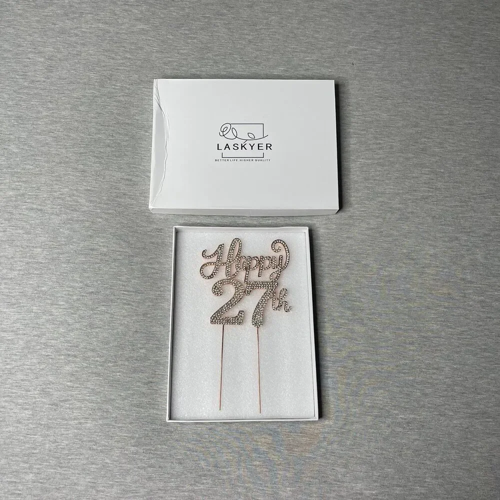 Happy 27th Birthday Rose Gold Rhinestone Cake Topper